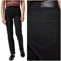 Wrangler STRAIGHT Drainpipe czarne proste damskie spodnie jeansowe W31 L32