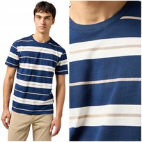 Wrangler STRIPE TEE Iris granatowa bawełniana koszulka t-shirt w paski L Wrangler