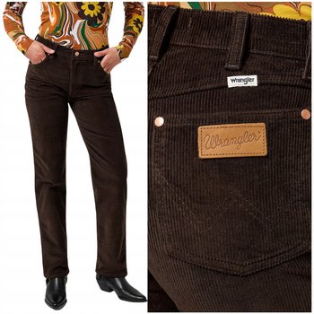 Wrangler SUNSET Mole proste brązowe damskie spodnie sztruksy W30 L34 - Wrangler