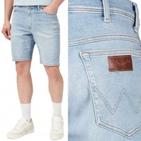 Wrangler TEXAS SHORTS Sunrise KRÓTKIE CIEMNE SPODENKI JEANSOWE SZORTY W32