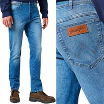 Wrangler TEXAS SLIM Prairie Blue LEKKO DOPASOWANE SPODNIE JEANSOWE W36 L32