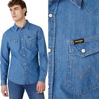 Wrangler WESTERN SHIRT Mid Stone DOPASOWANA KOSZULA JEANSOWA SLIM FIT XXL