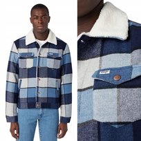 Wrangler WOOL TRUCKER JACKET WEŁNIANA KURTKA KATANA W KRATĘ NA MISIU S Wrangler