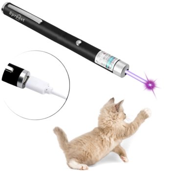 WSKAŹNIK LASEROWY FIOLETOWY AKUMULATOROWY DO PREZENTACJI ZABAWKA DLA KOTA - Spreest