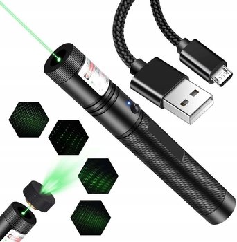 WSKAŹNIK LASEROWY ZIELONY 303 PRO -- ŁADOWANIE USB -- + KABEL MICRO USB - Nela-Styl