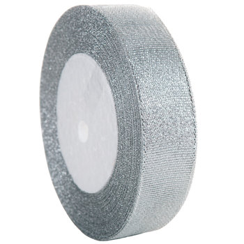 Wstążka Brokatowa srebrna 25mm