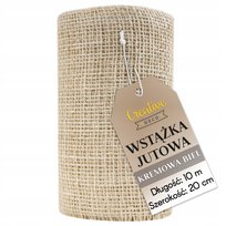 Wstążka jutowa taśma dekoracyjna szeroka biała do dekoracji stołu 20cmx10m