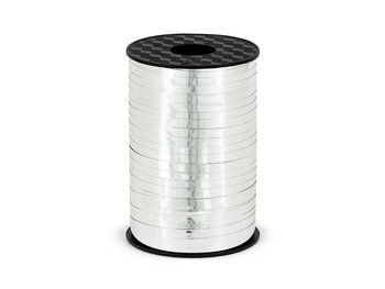Wstążka plastikowa, srebrny, 5 mm, 225 m - PartyDeco