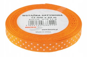 Wstążka Satynowa W Kropki 12mm 22M Ciemna Pomarańczowa Brewis - Brewis