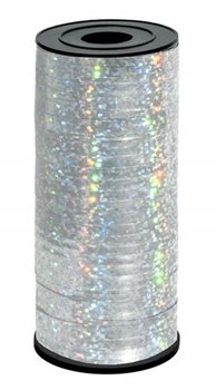 WSTĄŻKA TASIEMKA DO BALONÓW SREBRNA HOLOGRAFICZNA - PartyPal