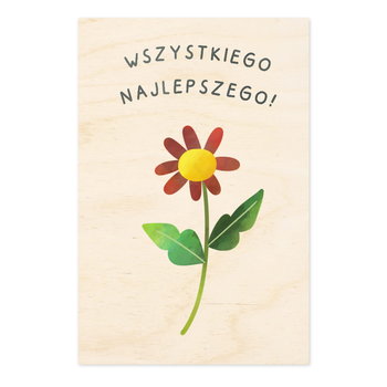 Wszystkiego najlepszego z kwiatuszkiem - drewaniana kartka okolicznościowa - Inna marka