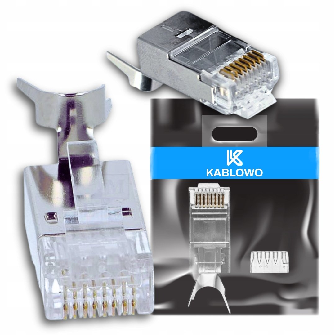 Wtyk Rj 45 WTYK RJ45 EKRANOWANE WTYKI 1X 8P8C FTP CAT.6A KAT.6A UNIWERSALNE WTYK ...