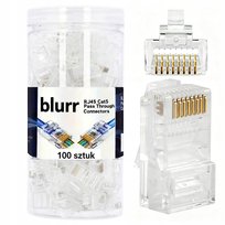 Wtyk Rj45 Przelotowy Utp Kat 5e Nieekranowany Złącze Sieciowe Lan 100 Sztuk blurr