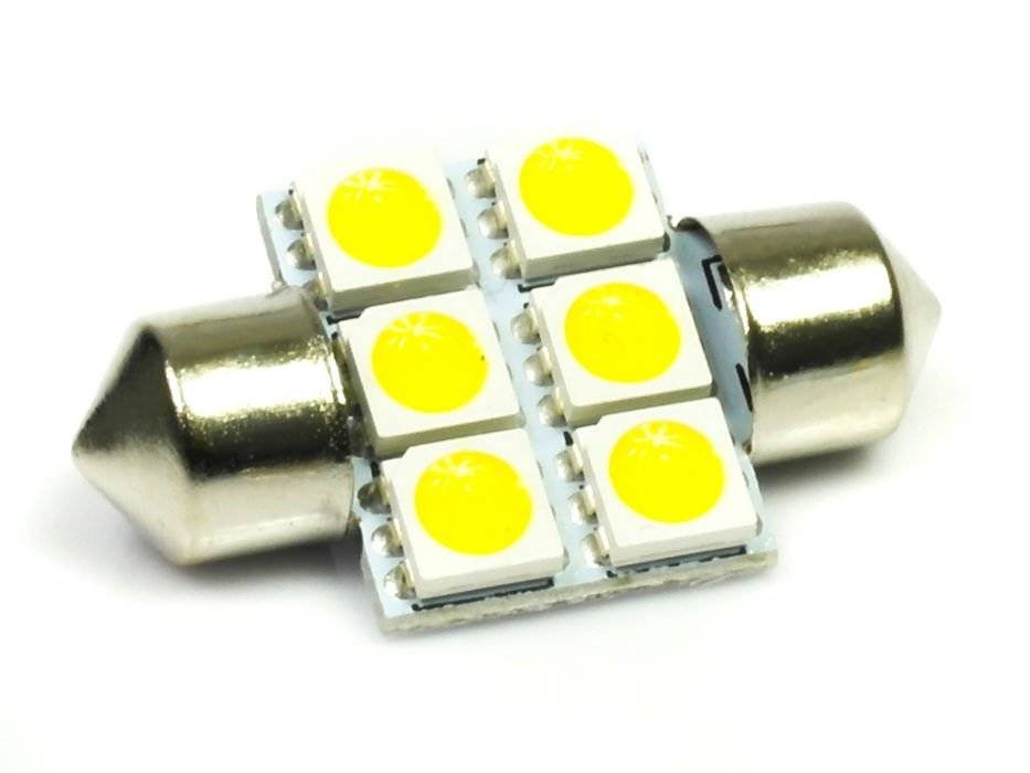 WW Żarówka samochodowa LED C5W 6 SMD 5050 Biała ciepła-39 mm - Inna ...