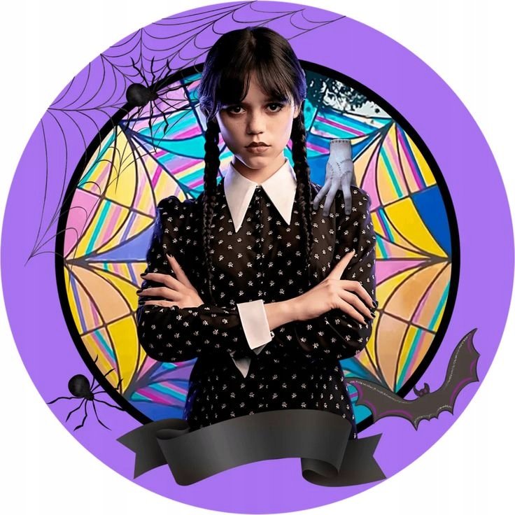 Wednesday Plate WYDRUK CUKROWY Opłatek na Tort Masa Cukrowa WEDNESDAY ADDAMS + IMIĘ 22 ...
