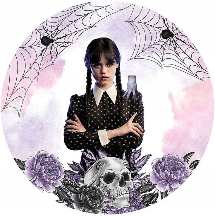 Wednesday Plate WYDRUK CUKROWY Opłatek na Tort Masa Cukrowa WEDNESDAY ADDAMS + IMIĘ 23 ...