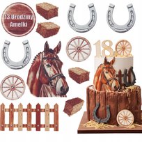Wydruk Opłatek na Tort Koń HOBBY HORSE figurki tabliczka z napisem