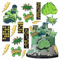 Wydruk Opłatek na Tort Zestaw HULK 16 El figurki ozdoba dekoracja