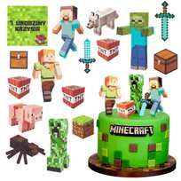 Wydruk Opłatek Tort MINECRAFT 15 El + Tabliczka Napis