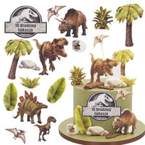 Wydruk Tort DINOZAURY REALISTYCZNE 14 El + Tabliczka Napis Opłatek