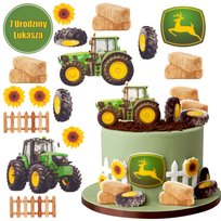 Wydruk Tort TRAKTOR 15 El + Tabliczka Napis Opłatek Farma Rolnik