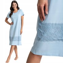 WYGODNA LEKKA BAWEŁNIANA KOSZULA NOCNA DAMSKA KRÓTKI RĘKAW HALKA MORAJ 3XL BLUE