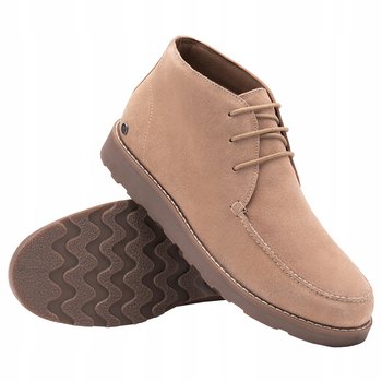 Wygodne zamszowe buty męskie za kostkę chukka beżowe OM-FOCS-0164 V1 r. 46 - Ombre