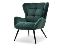 Wygodny Fotel Z Podłokietnikami Kikori Zielony Butelkowy - Czarne Nogi