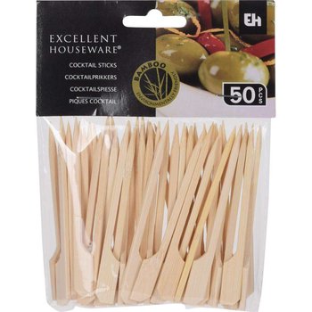 Wykałaczki DREWNIANE szpikulce bambusowe do przystawek przekąsek szaszłyków 9 cm 50 sztuk - EH Excellent Houseware