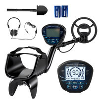 Wykrywacz metalu Outsunny IP68 wodoodporny z 3 trybami pracy, słuchawkami, łopatką, cewką, 7-calowym wyświetlaczem LCD, głębokością wykrywania, wykrywacze metalu dla dorosłych, czarny Outsunny