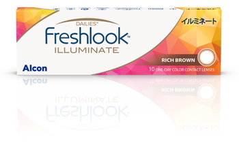 Wyrób medyczny, Jednodniowe kolorowe soczewki kontaktowe DAILIES FreshLook Illuminate 10 sztuk Moc: 0,00, Kolor: Rich Brown - Alcon