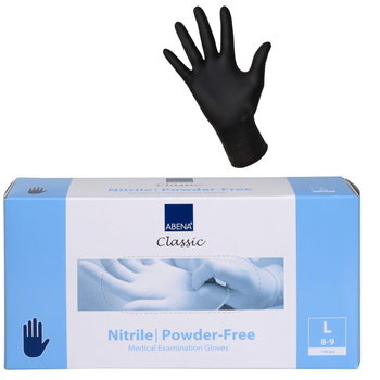 Wyrób medyczny, Rękawiczki nitrylowe czarne L 100szt ABENA CLASSIC bezpudrowe jednorazowe rękawice diagnostyczne - Abena