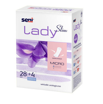 Wyrób medyczny, Seni Lady Slim Mikro, wkładki urologiczne, 28 sztuk + 4  - TZMO