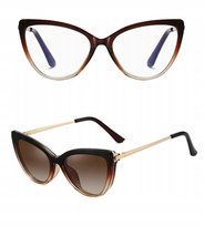 Wyrób medyczny, Stylion, 2w1 Kocie Damskie Okulary Do Komputera + Nakładka Przeciwsłoneczna Clip-on