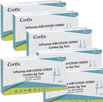 Wyrób medyczny, Test Combo Grypa A/B Rsv Covid-19  Wymazowy 4W1 Do Samokontroli - CorDx. Inc.