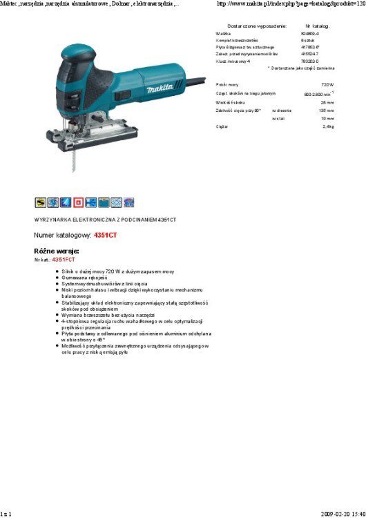 Wyrzynarka Układ Elektroniczny 720W MAKITA 4351CT