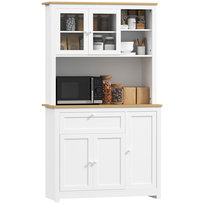 Wysoka szafka kuchenna HOMCOM z blatem roboczym, 5 drzwiami i szufladą, szafka do przechowywania w spiżarni z regulowanymi półkami, biała, 100 x 40 x 180 cm