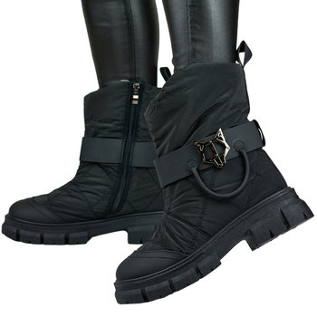 Wysokie buty zimowe damskie ocieplane śniegowce czarne 37 - Nelino