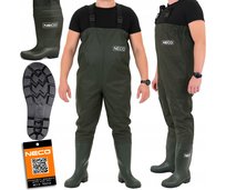 WYTRZYMAŁE SPODNIOBUTY WODERY PVC NECO REGULOWANE SZELKI ROZM. 44 Neco
