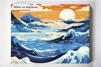 Wzburzone fale, morze, słońce, Hokusai, Katsushika, malowanie po numerach - Akrylowo
