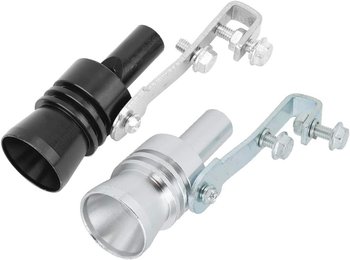 Wzmacniacz dźwięku wydechu samochodowego, gwizdek na rurę wydechową, gwizdek na rurę wydechową ze stopu aluminium, część modyfikowana samochodowa TC XL, czarno-srebrna (czarna) - other