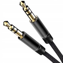 WZMACNIANY KABEL AUDIO NYLON AUX MINI JACK 3,5MM SOLIDNY W OPLOCIE