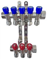 X-HOME ROZDZIELACZ PEX 1” x 16 mm 5 OBWODY WODY ZIMNEJ 3 OBWODY CIEPŁEJ X-HOME