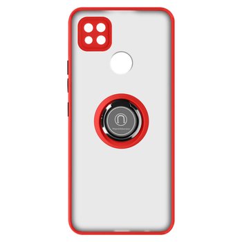 Xiaomi Redmi 10A Case Bi-material Metallic Ring Podstawka wideo czerwona - Avizar