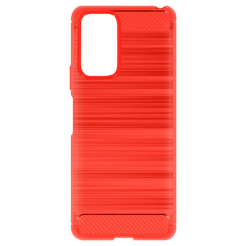Xiaomi Redmi Note 10 Pro wzmocnione elastyczne etui z efektem szczotkowanego włókna węglowego w kolorze czerwonym - Avizar