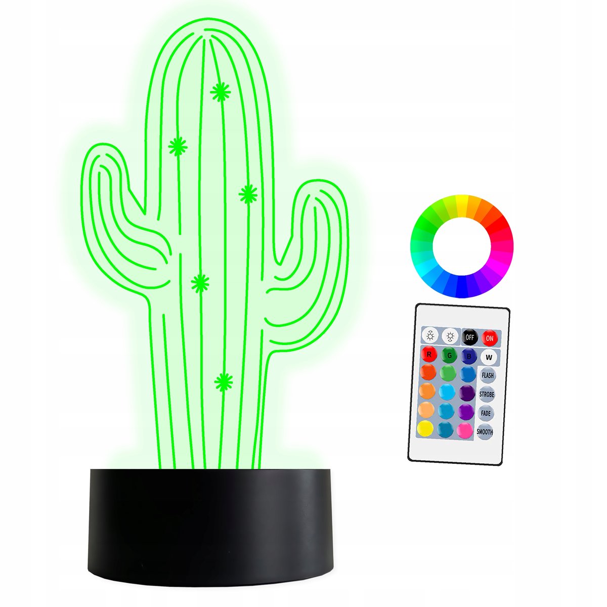 Zdjęcia - Żyrandol / lampa Pilot XL Lampka LED 3D 16 kolorów Kaktus + 
