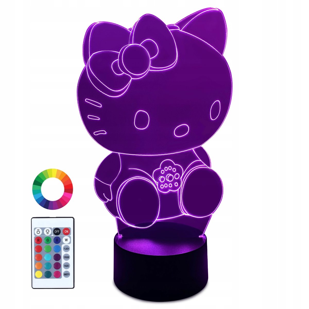 Фото - Люстра / світильник Hello Kitty XL Lampka LED 3D  16 kolorów + Pilot IMIĘ Grawer 
