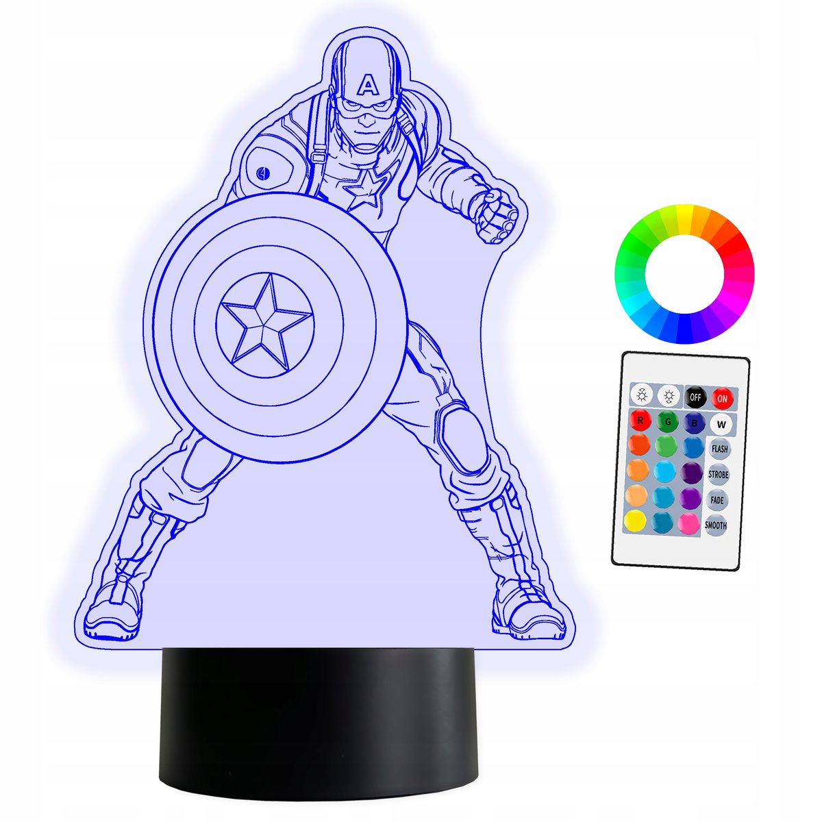 Фото - Люстра / світильник Kapitan XL Lampka LED 3D  Ameryka Marvel 16 kolorów + Pilot 