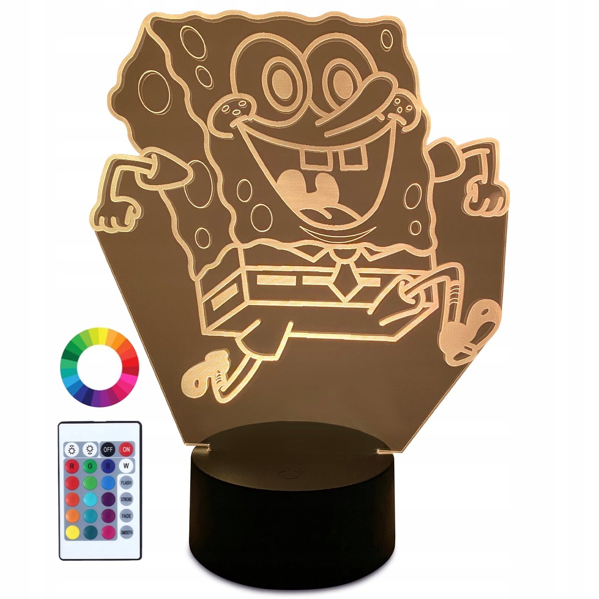 Zdjęcia - Żyrandol / lampa Pilot XL Lampka LED 3D SpongeBob Kanciastoporty 16 kolorów + 