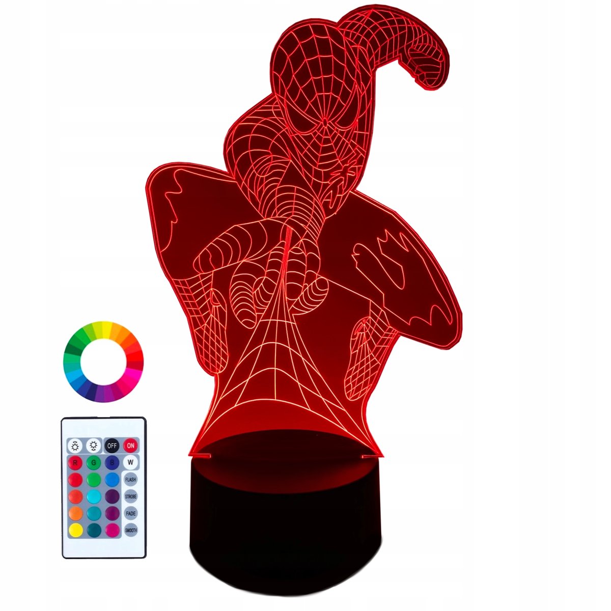 Фото - Люстра / світильник Spiderman XL Lampka Nocna LED 3D 16 kolorów  Pilot 